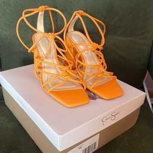 Jessica Simpson Orange Strappy Lace-Up Heels
